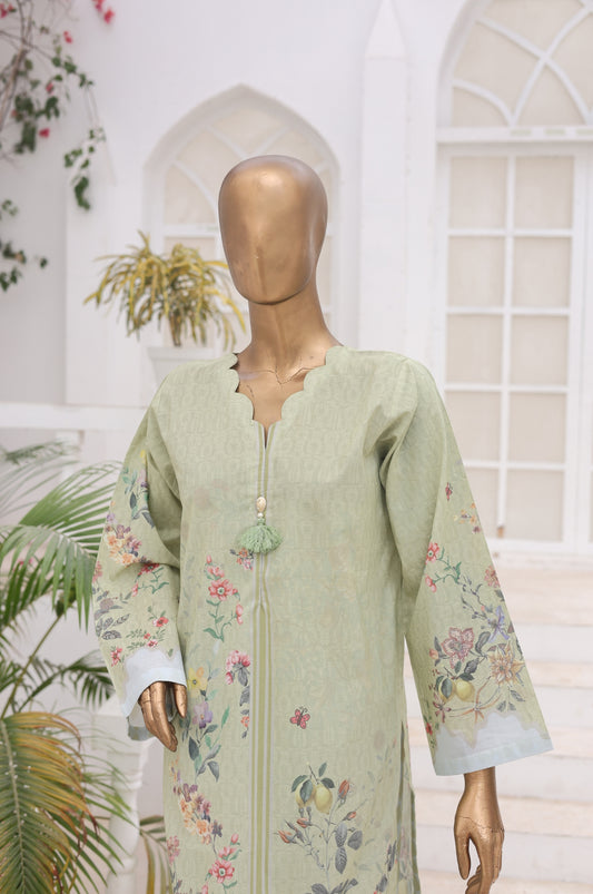 02 Pc Printed Lawn Suit - Sage Green