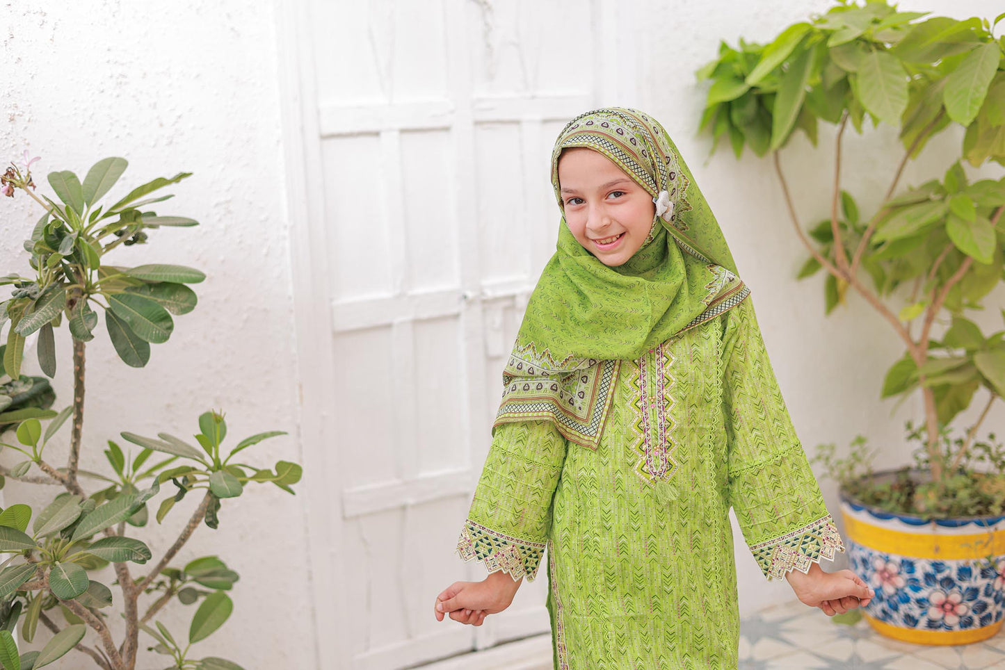 3 PC- MINT GREEN - Festive Embroidered