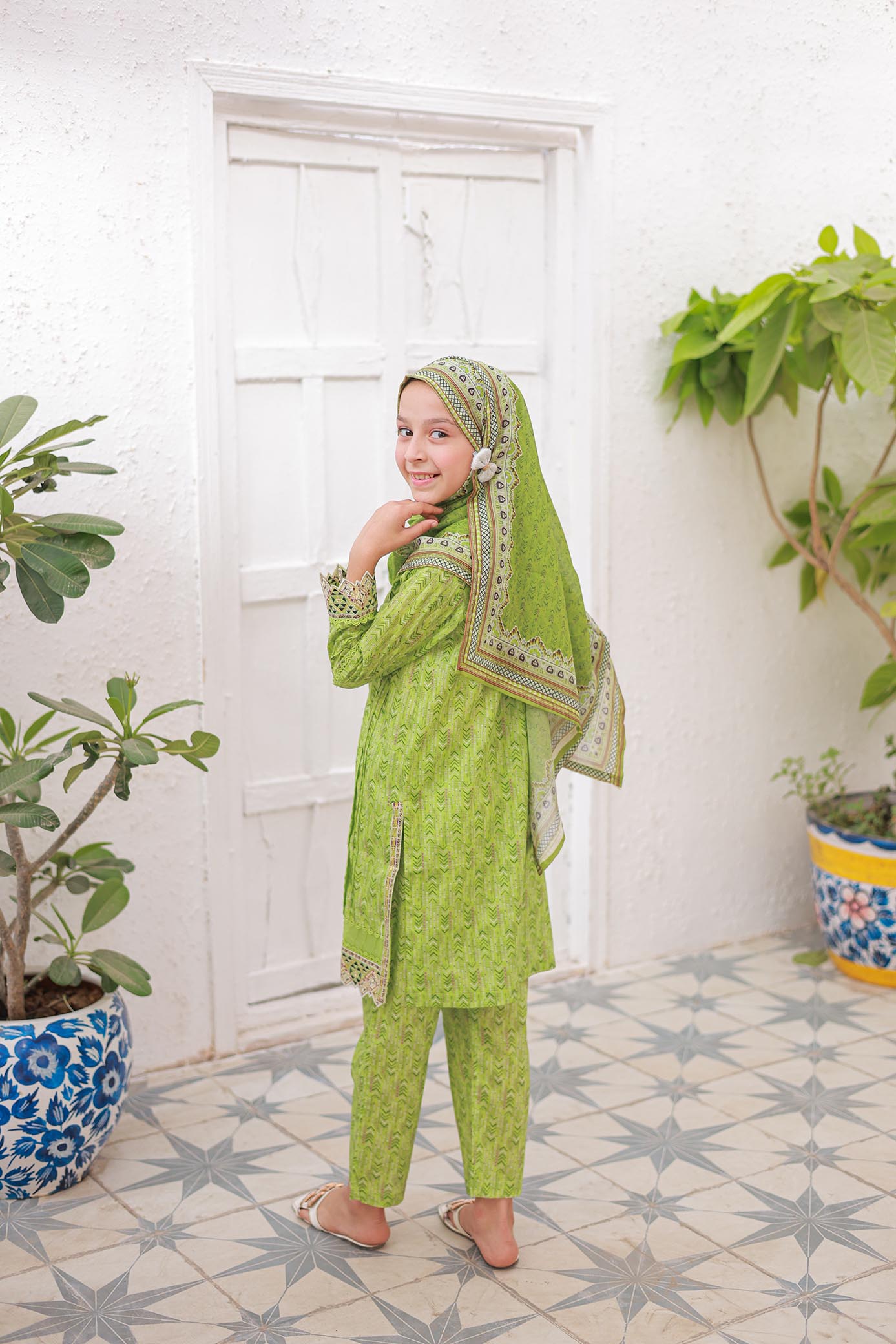 3 PC- MINT GREEN - Festive Embroidered