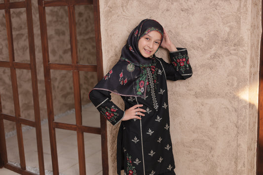 3 PC Black Embroidered Festive Wear – Girls Premium Edition