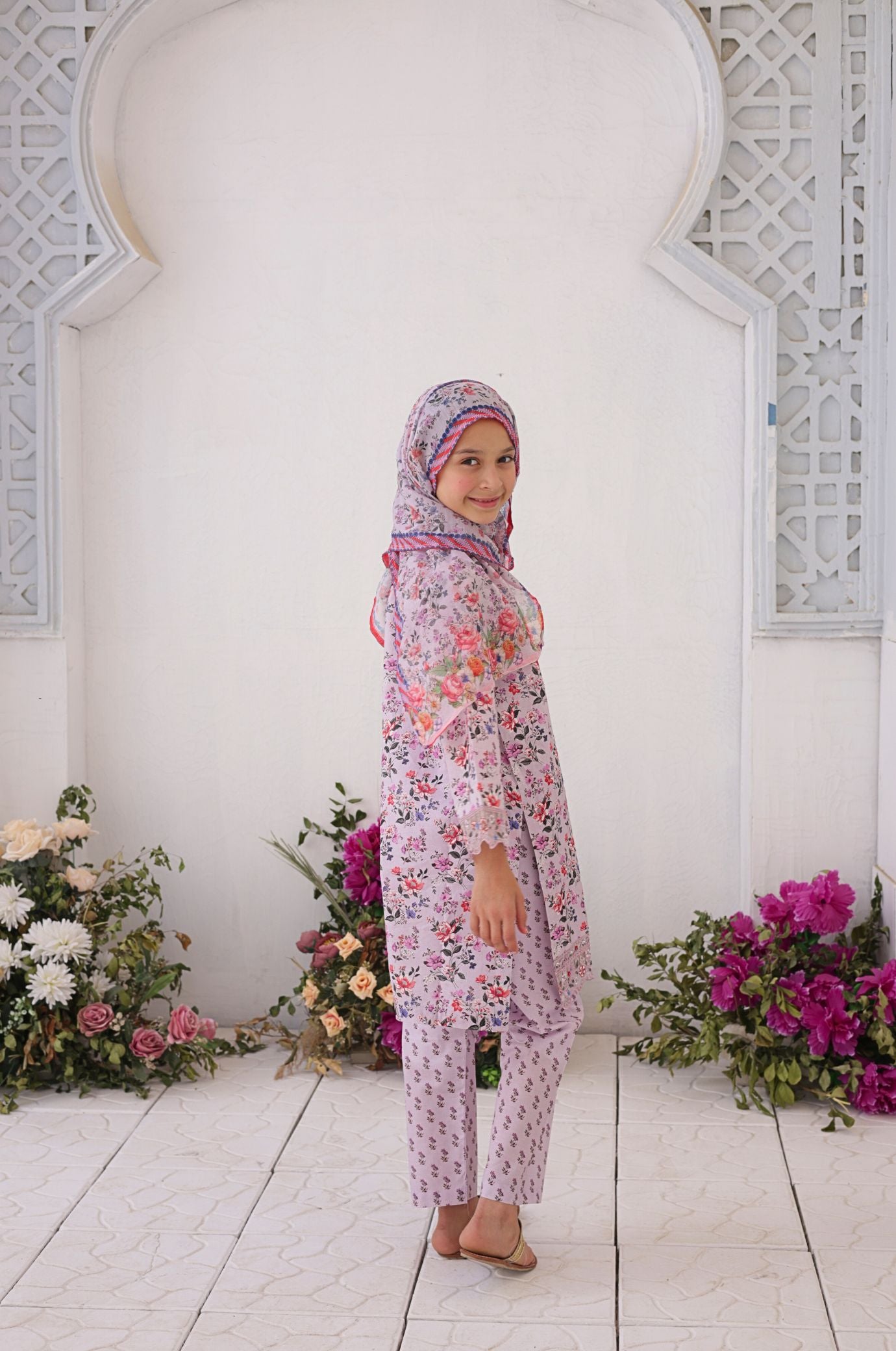 3 PC - Lilac Pink - Printed Embroidered Premium Edition