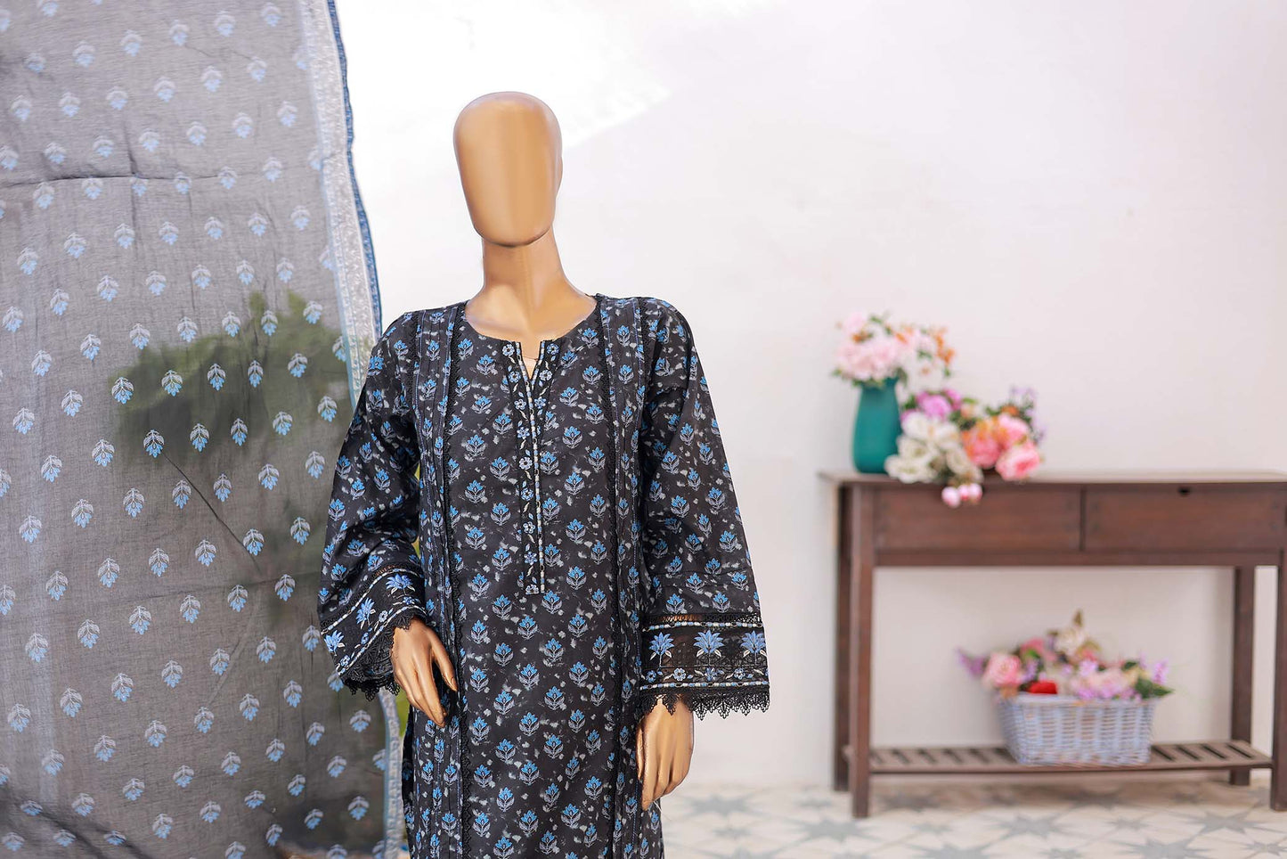 3 PC – BLACK - Festive Embroidered