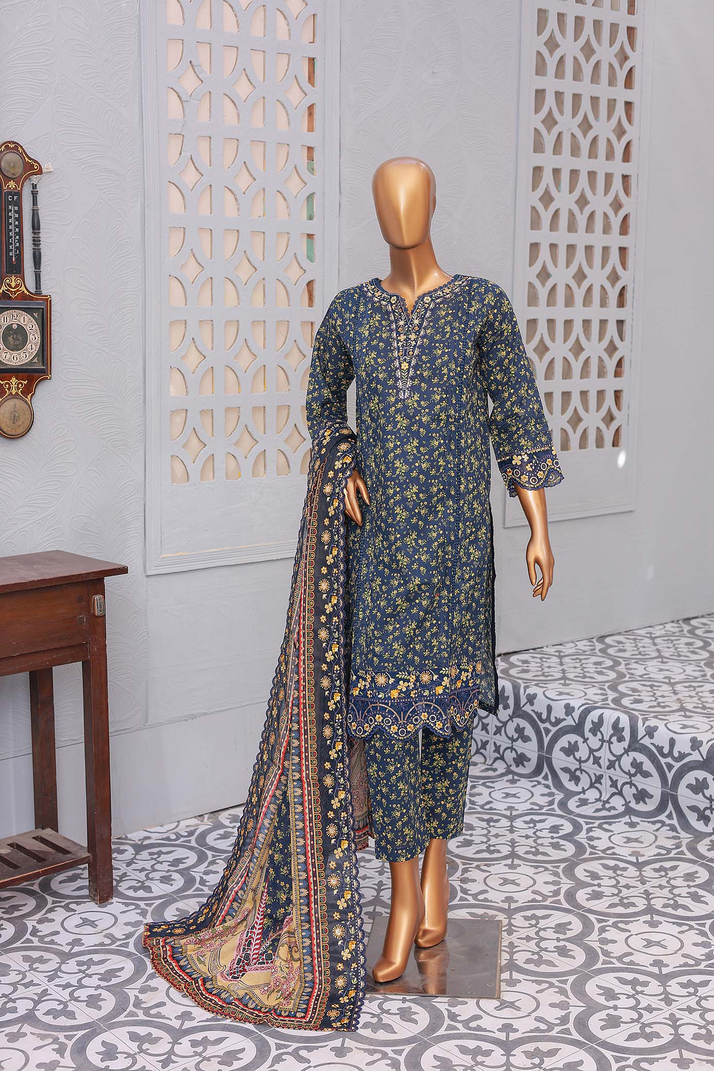 3 PC – TEAL - Festive Embroidered