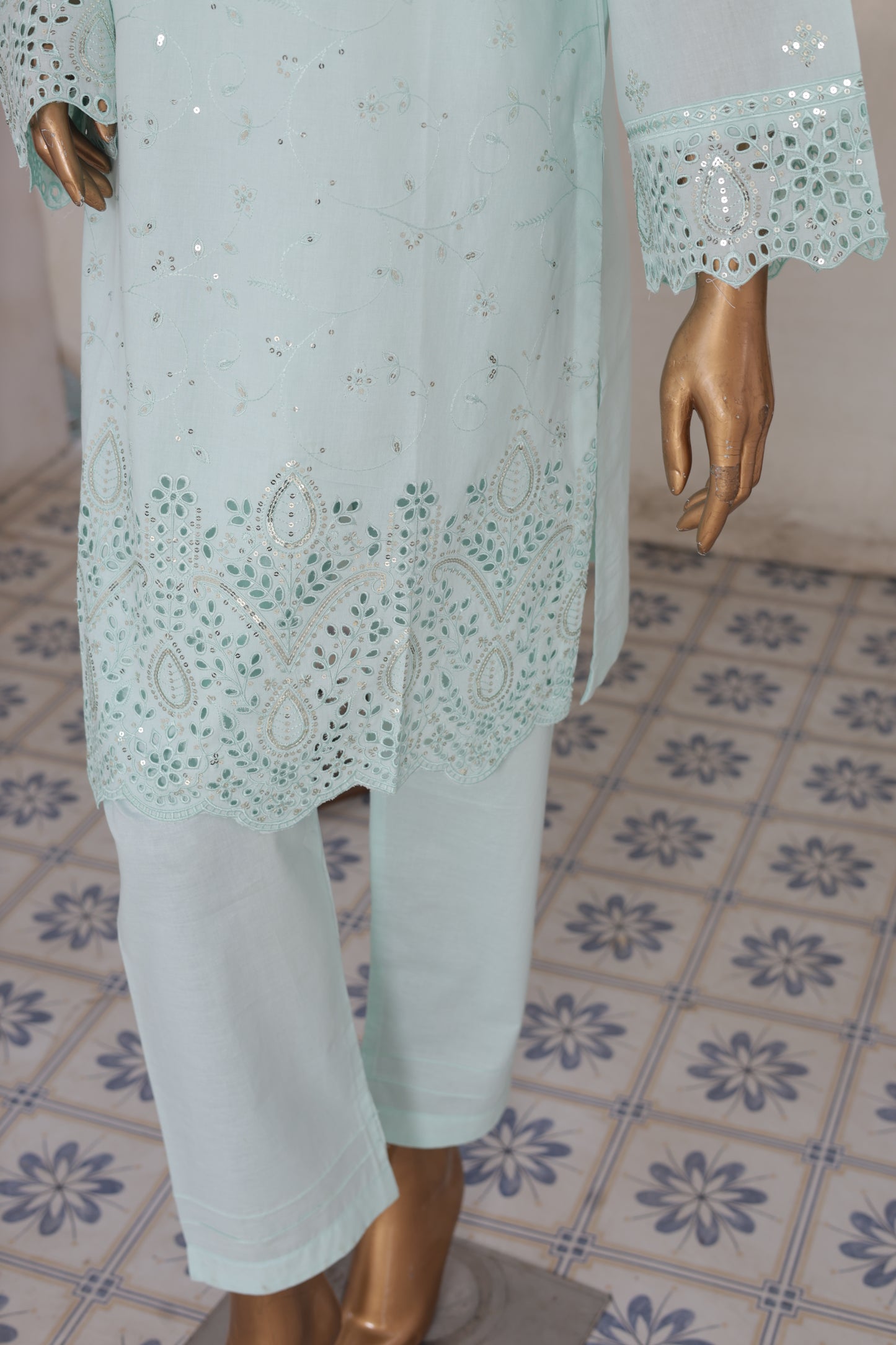 CO-ORDS - Chikan Kaari - Light Cyan
