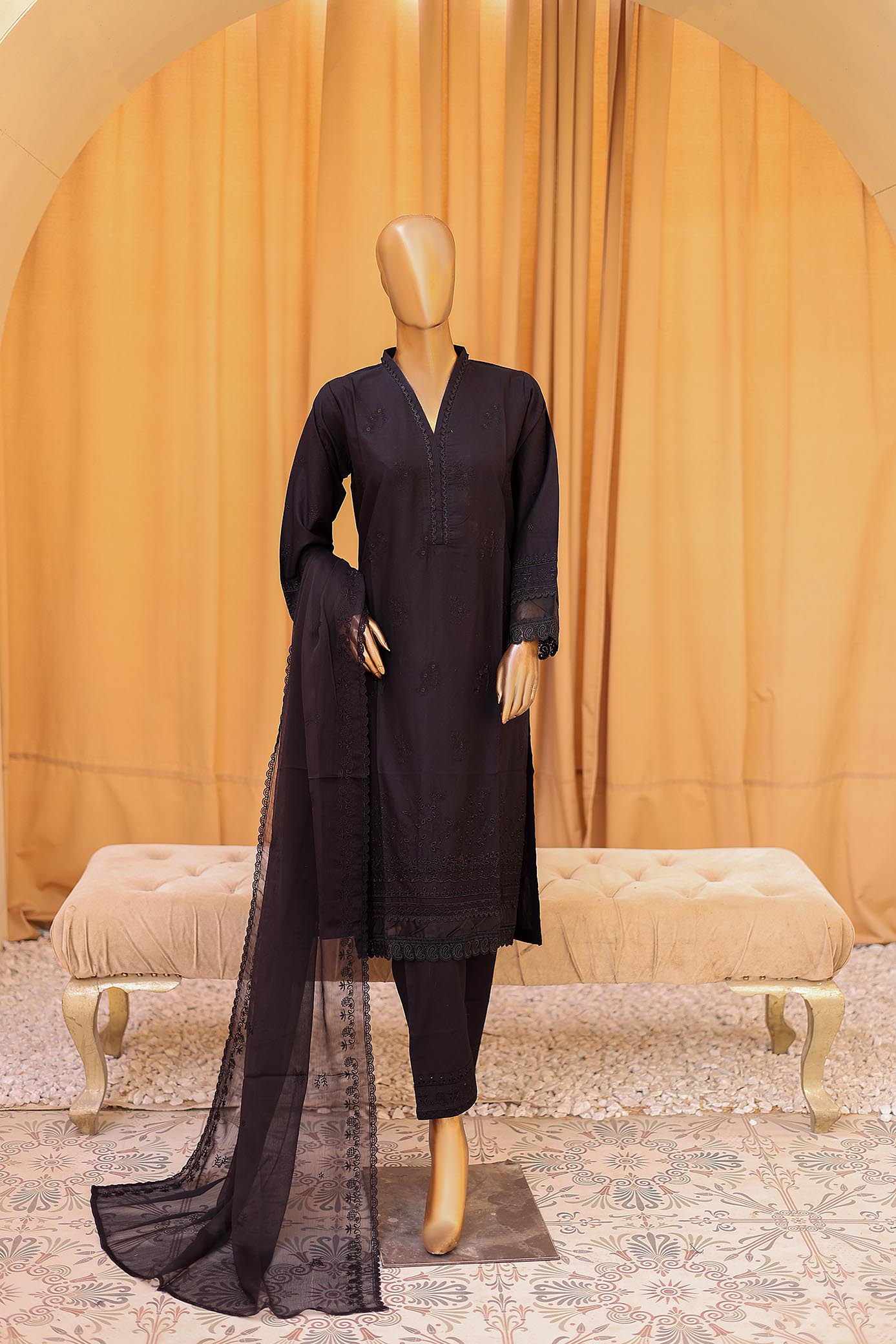 Woman Dyed Chikankari embroidered stitched suit kurta sets
