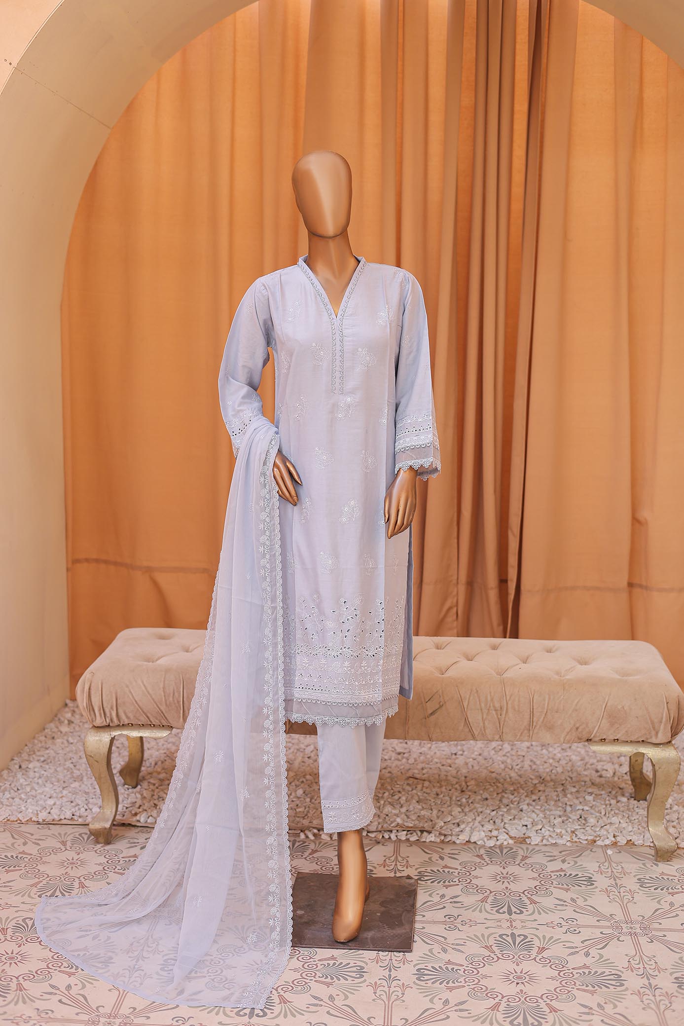 Woman Dyed Chikankari embroidered stitched suit kurta sets