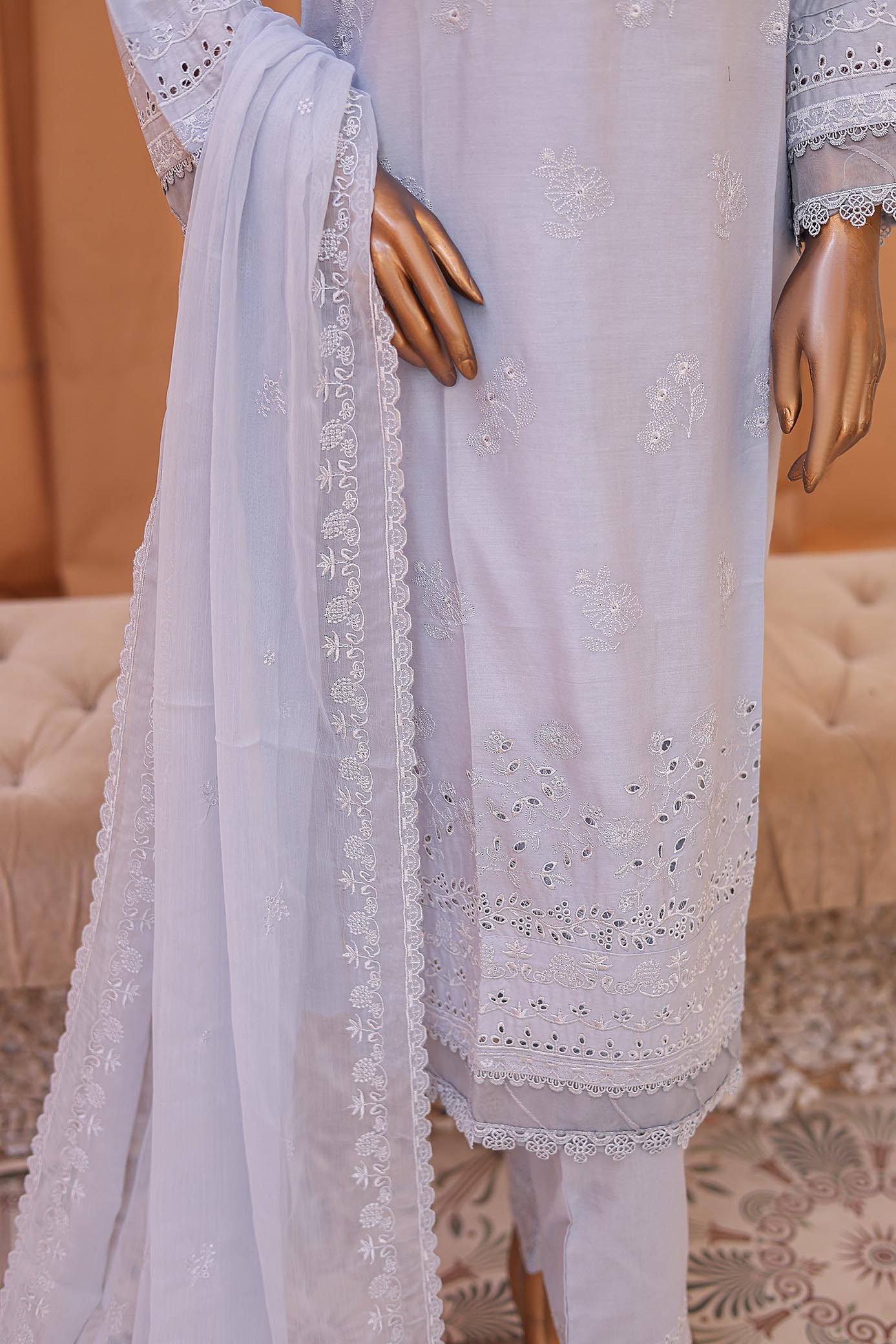 Woman Dyed Chikankari embroidered stitched suit kurta sets