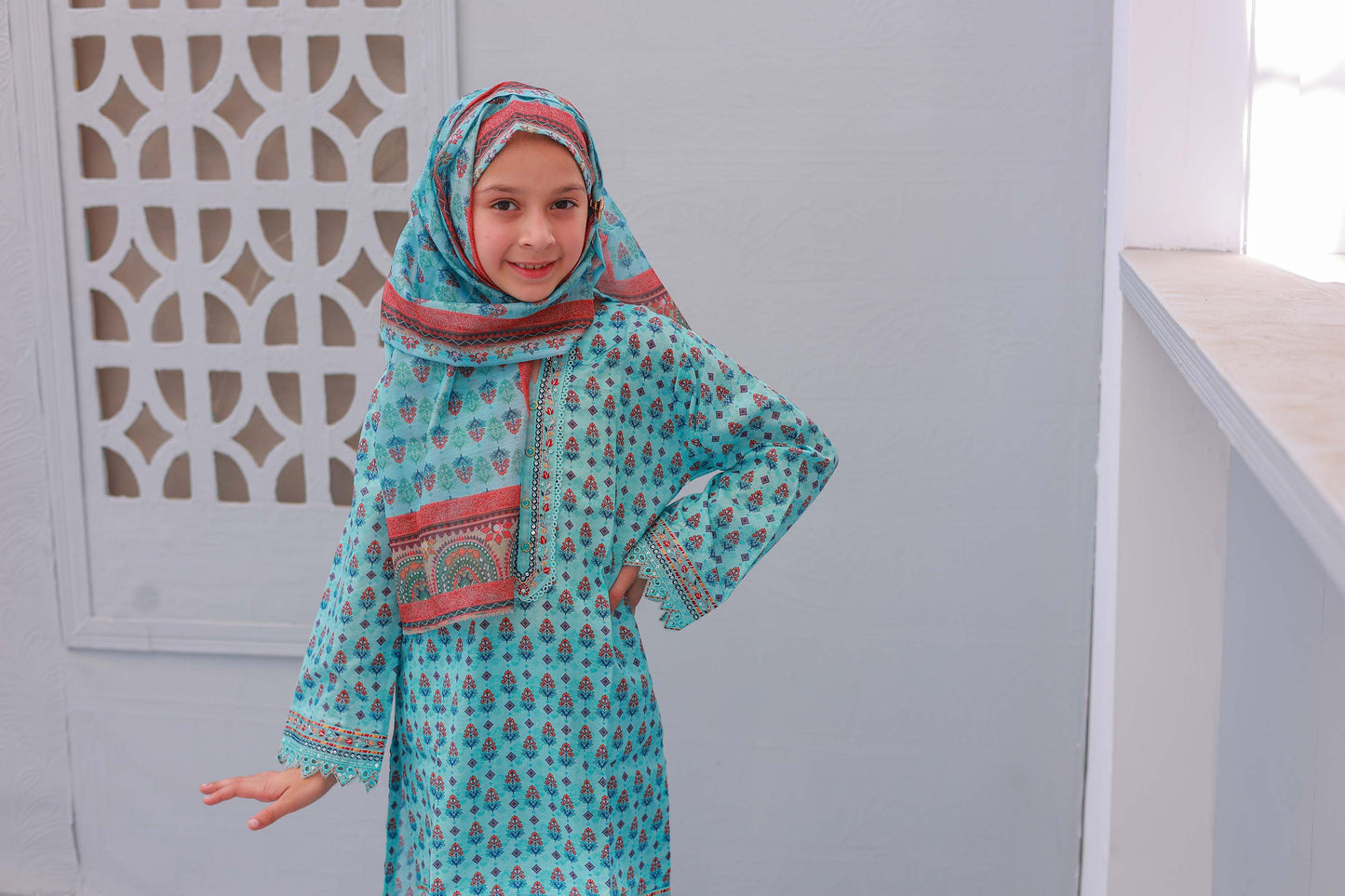 3 PC – BLUE - Festive Embroidered
