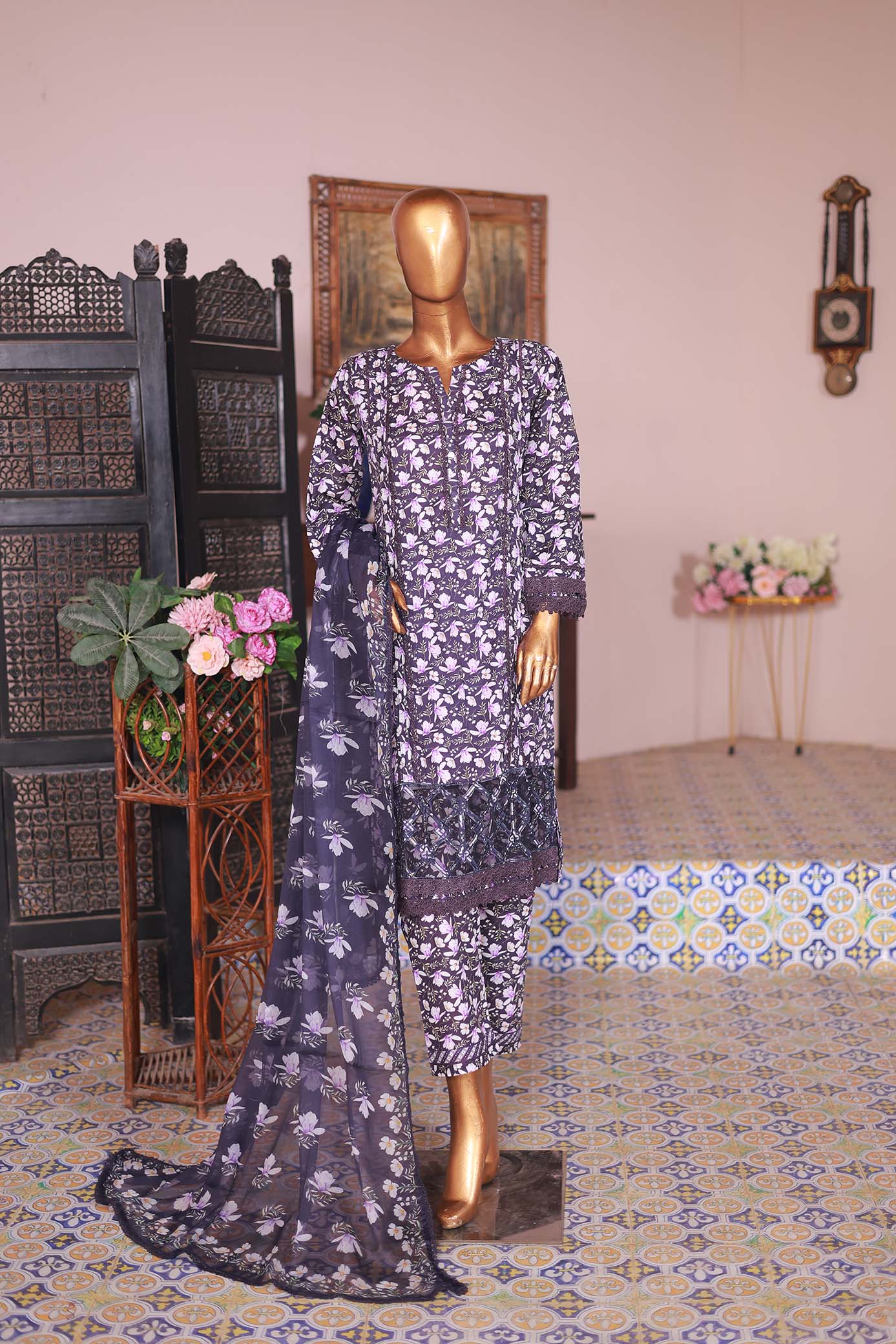 03 PC - VOILET - SHIRT - EMBROIDERED