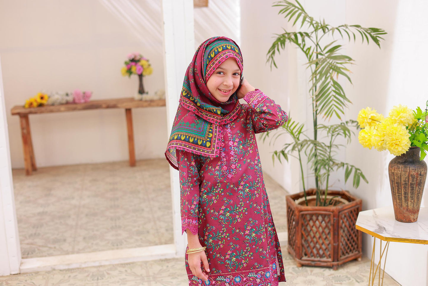 3 PC – MAJENTA - Festive Embroidered
