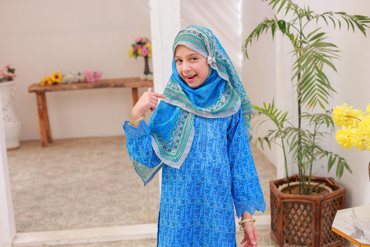 3 PC – CAPRI BLUE - Festive Embroidered