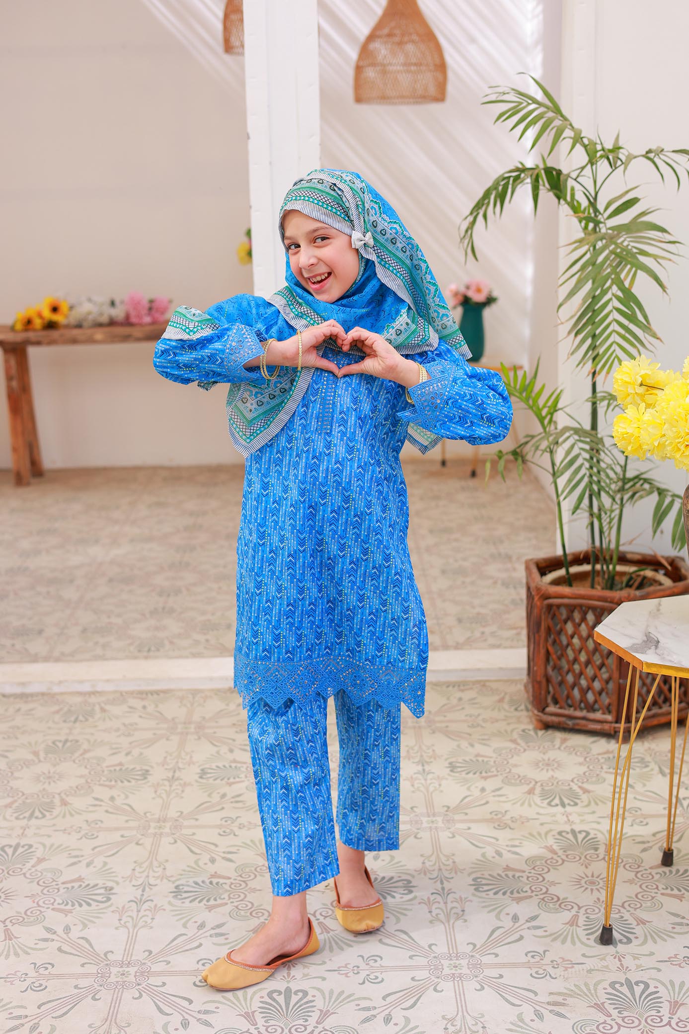 3 PC – CAPRI BLUE - Festive Embroidered