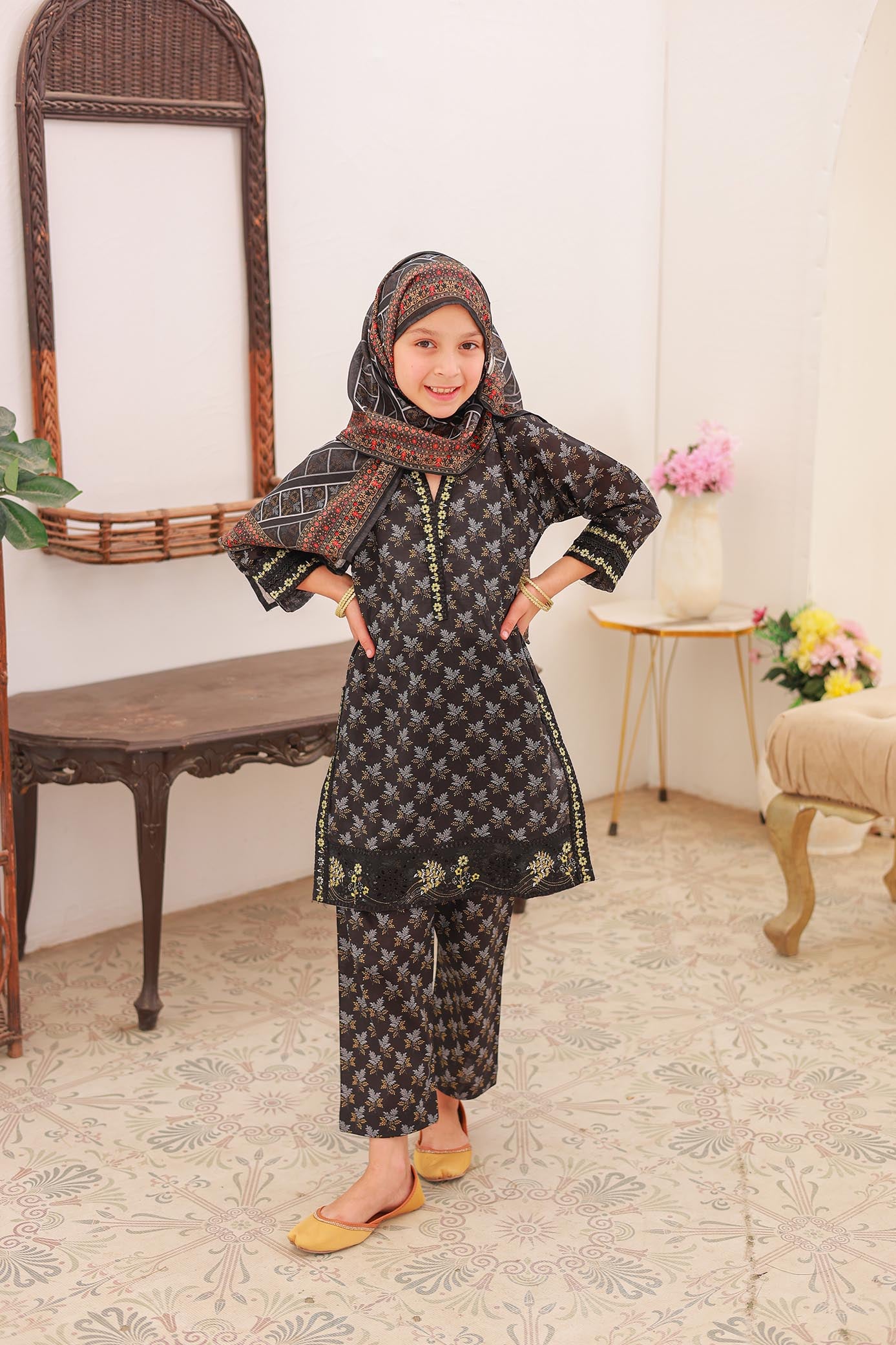3 PC – BLACK - Festive Embroidered