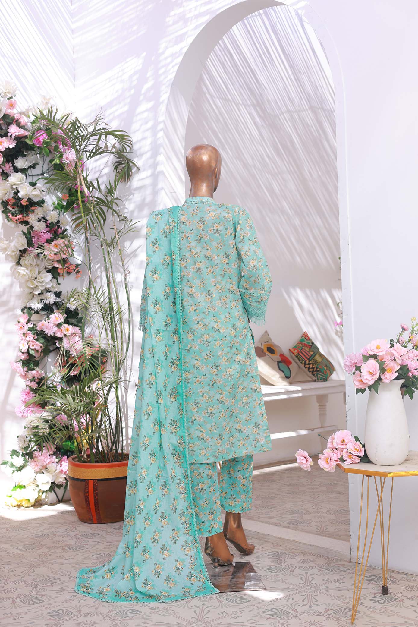 03 PC - TURQUISE - SHIRT - EMBROIDERED