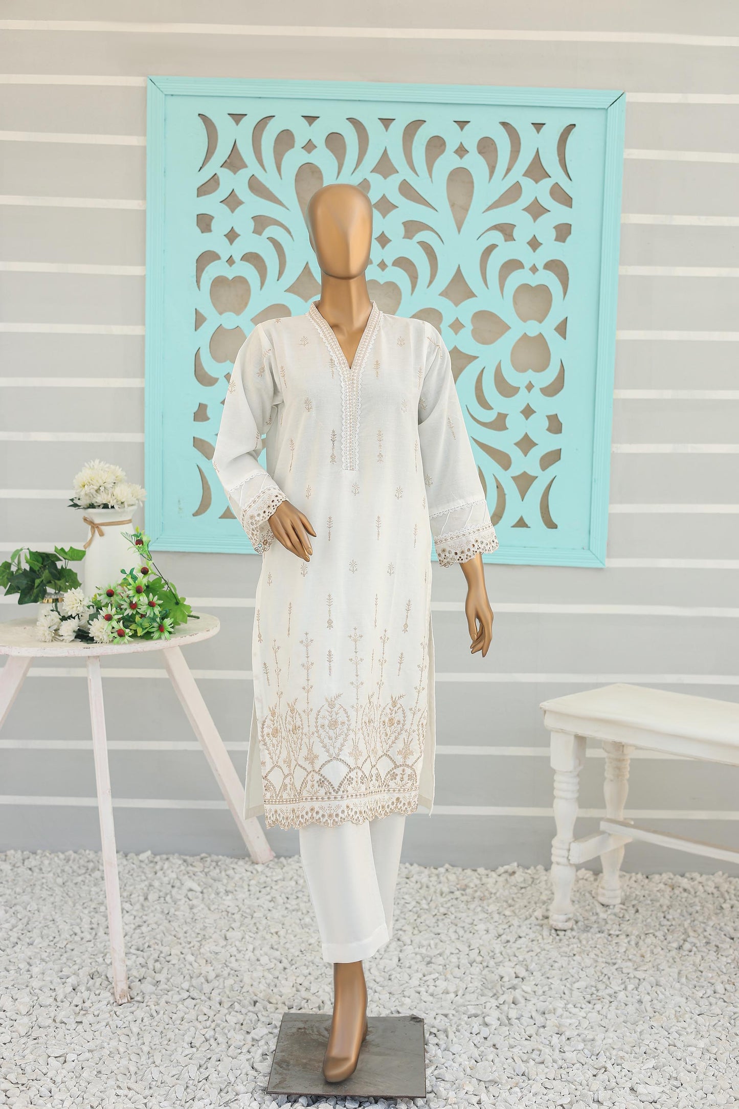 CO-ORDS - Chikan Kaari - White