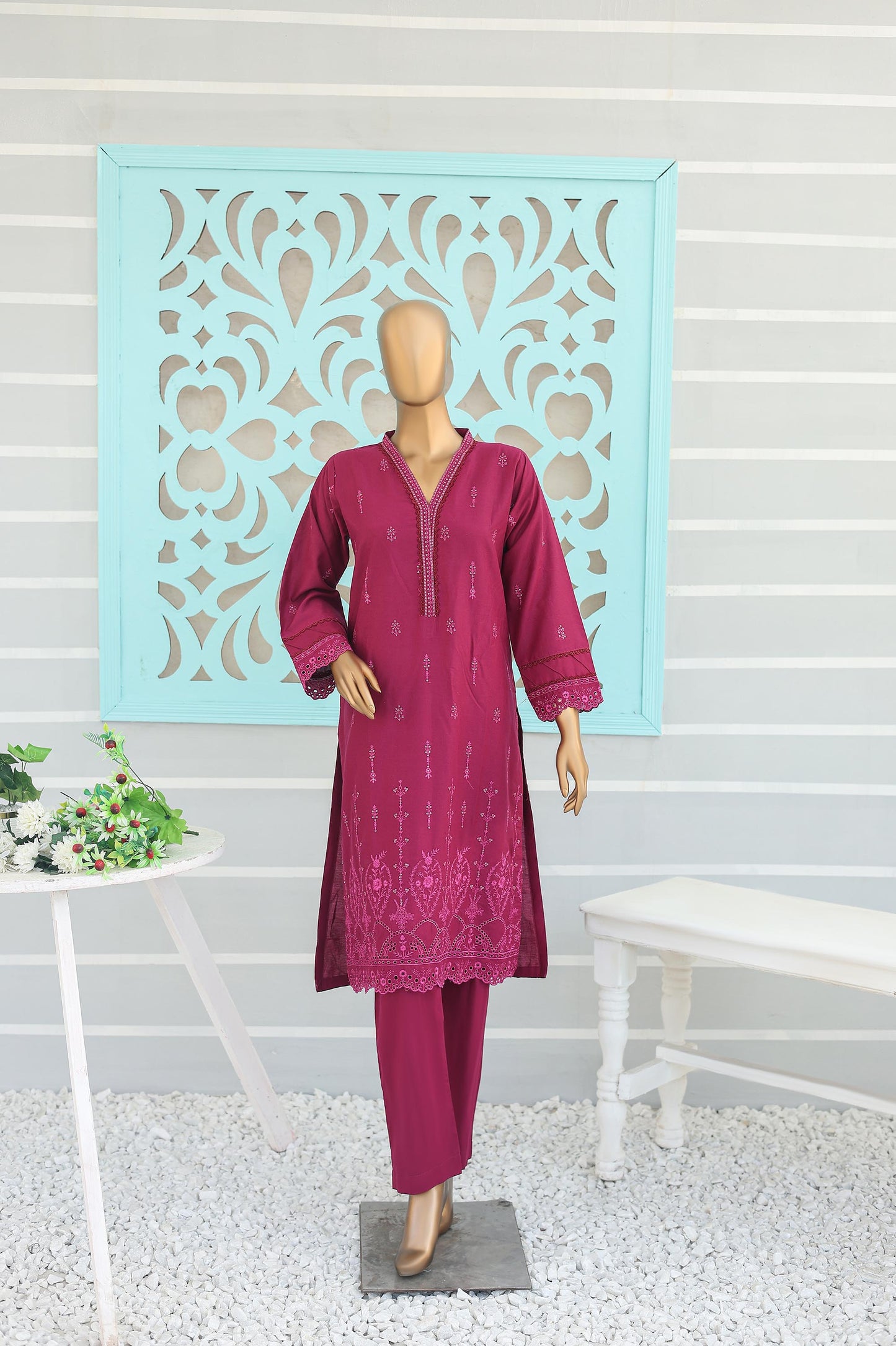 CO-ORDS - Chikan Kaari - MAGENTA