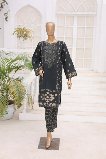 02 Pc Printed Lawn Suit - Black