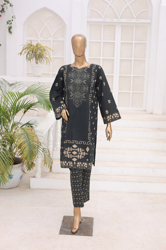 02 Pc Printed Lawn Suit - Black