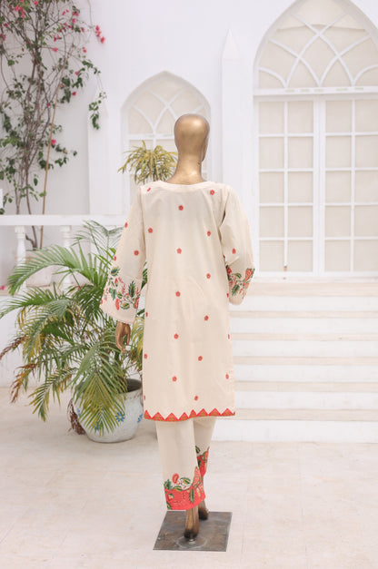 02 Pc Printed Lawn Suit - Cream