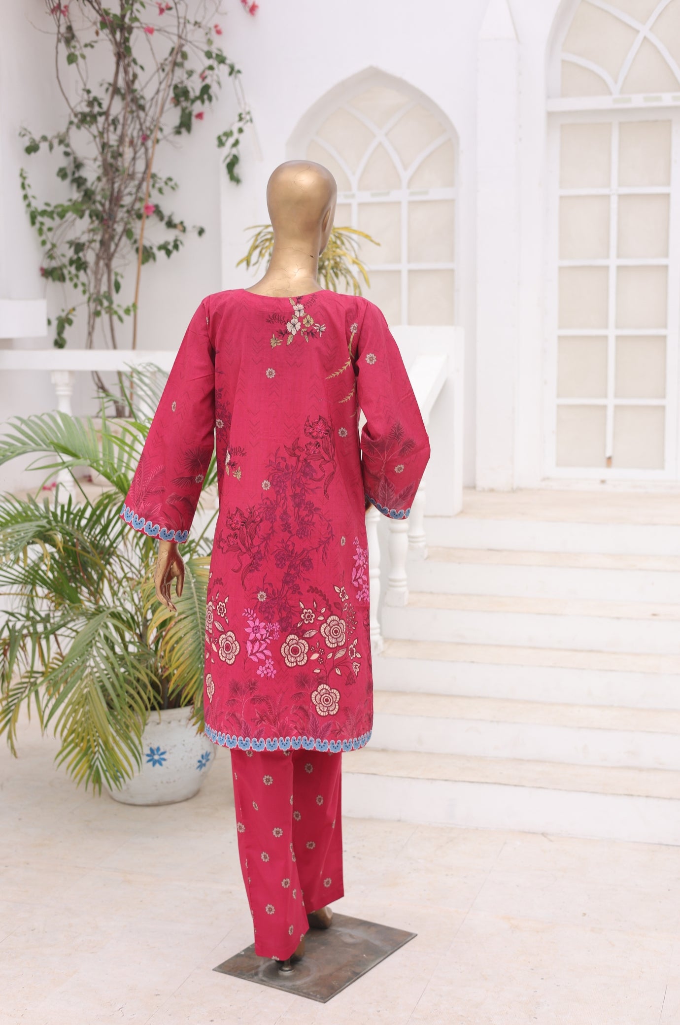 02 Pc Printed Lawn Suit - Magenta