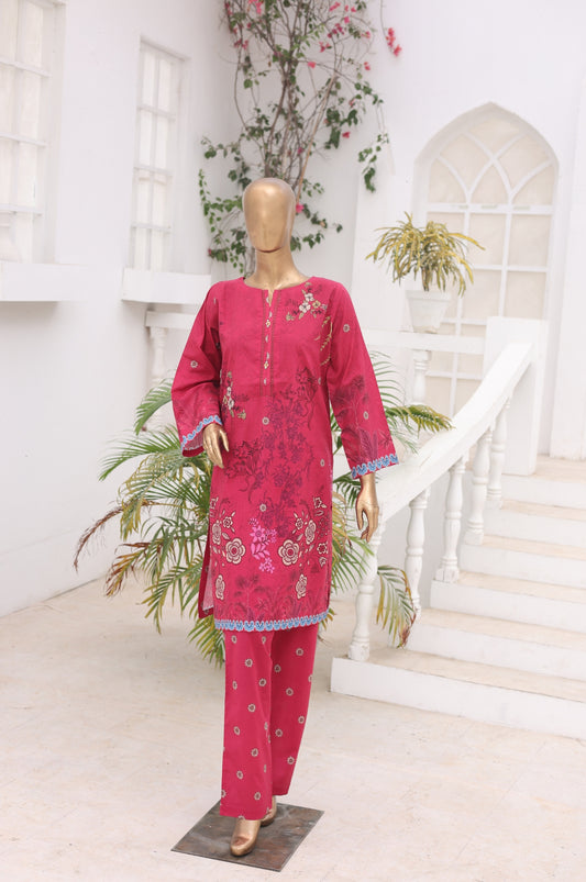02 Pc Printed Lawn Suit - Magenta