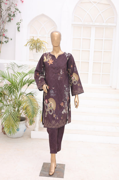 02 Pc Printed Lawn Suit - Plum