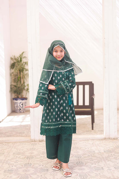 03 PC - TEAL - ANGRAKHA - EMBROIDERED FROCK
