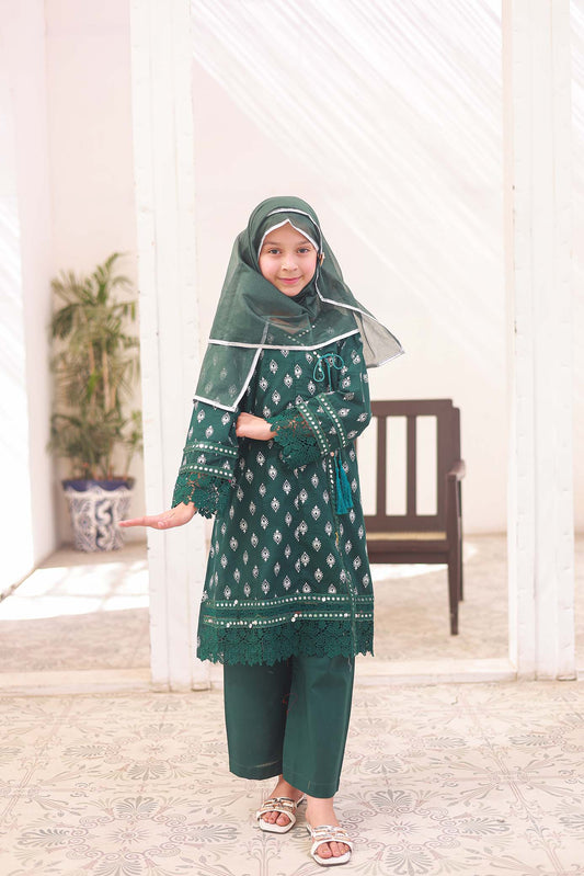 03 PC - TEAL - ANGRAKHA - EMBROIDERED FROCK
