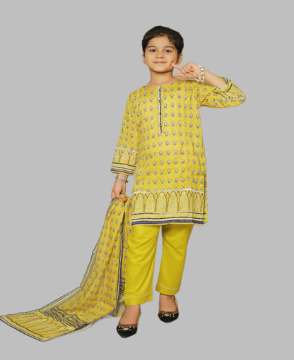 Girl Printed Lawn Stitch Shirt (Kurti) with Dupatta & Trouser