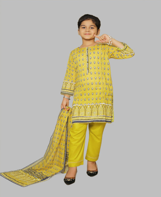 Girl Printed Lawn Stitch Shirt (Kurti) with Dupatta & Trouser