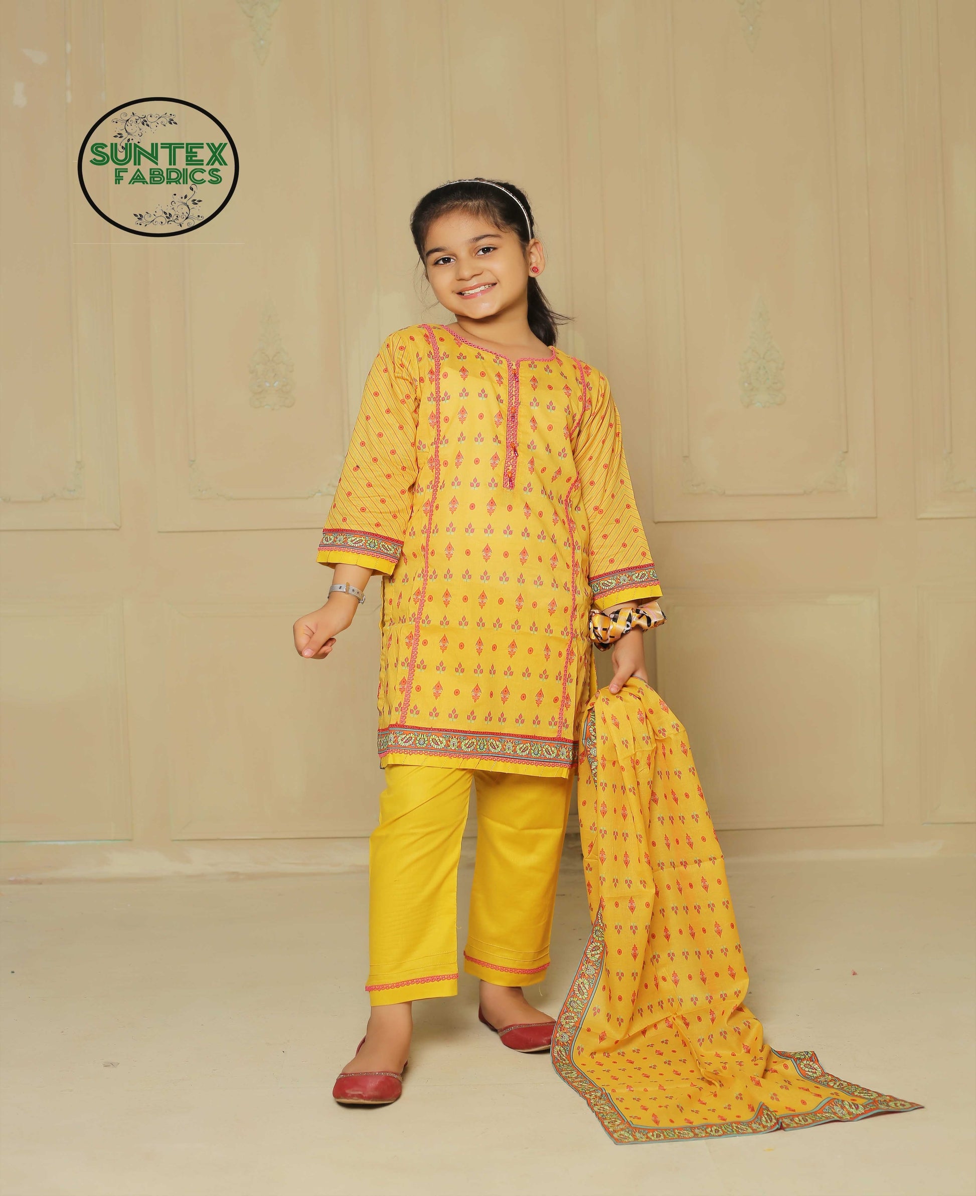 Girl Printed Lawn Stitch Shirt (Kurti) with Dupatta & Trouser