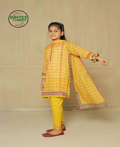 Girl Printed Lawn Stitch Shirt (Kurti) with Dupatta & Trouser