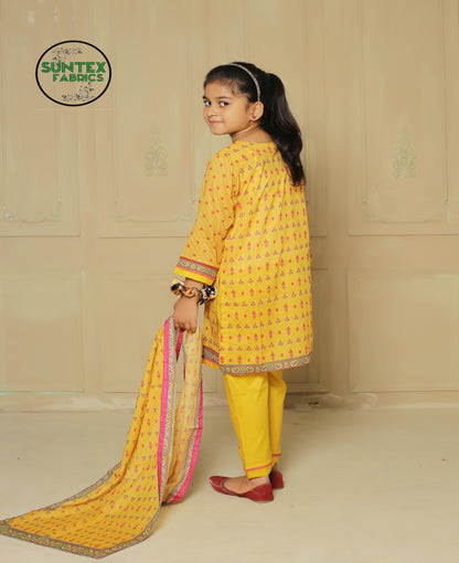 Girl Printed Lawn Stitch Shirt (Kurti) with Dupatta & Trouser