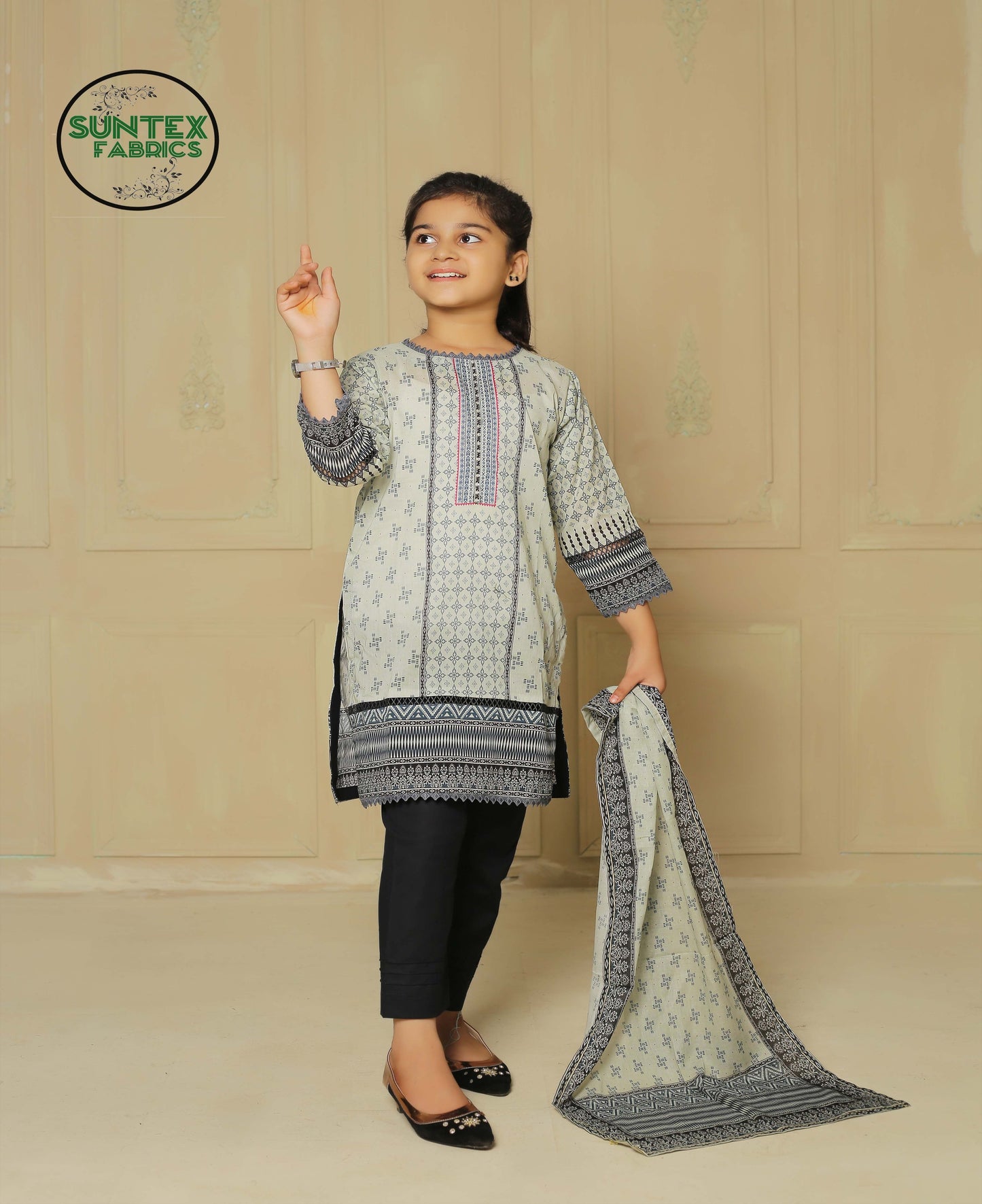 Girl Printed Lawn Stitch Shirt (Kurti) with Dupatta & Trouser