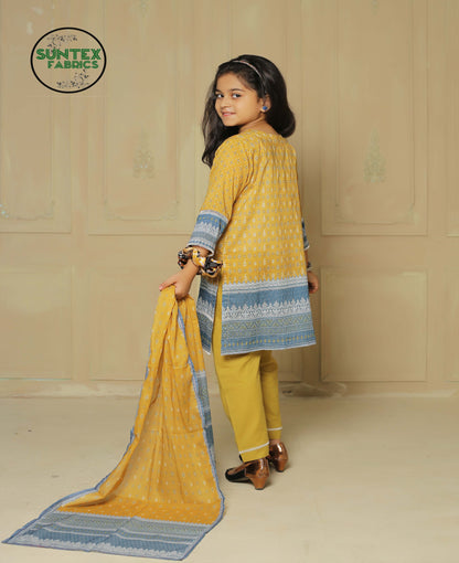 Girl Printed Lawn Stitch Shirt (Kurti) with Dupatta & Trouser