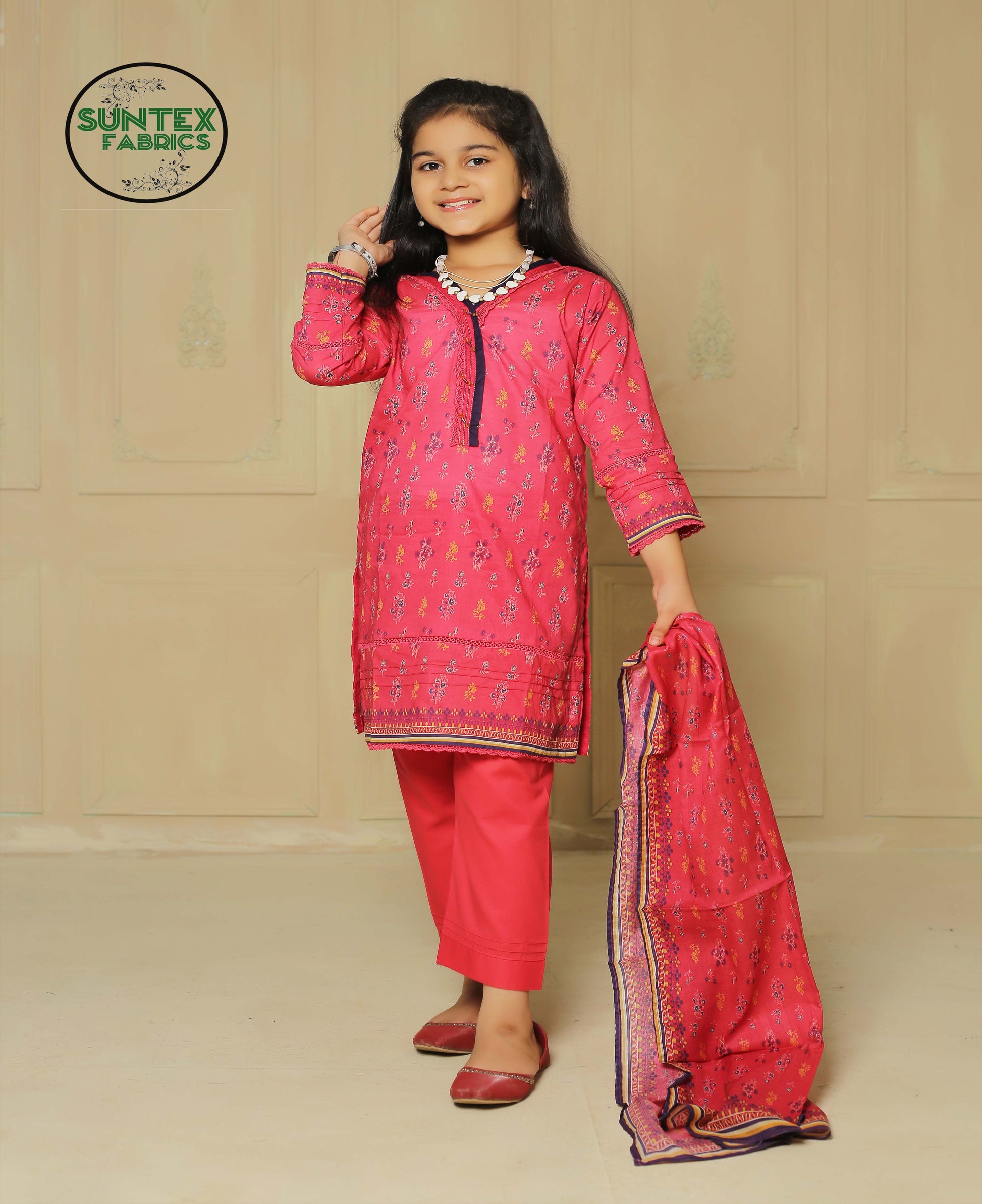 Girl Printed Lawn Stitch Shirt (Kurti) with Dupatta & Trouser