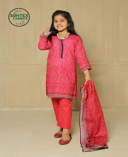 Girl Printed Lawn Stitch Shirt (Kurti) with Dupatta & Trouser