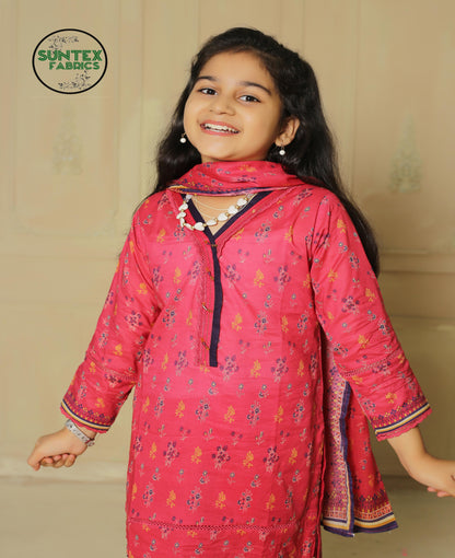 Girl Printed Lawn Stitch Shirt (Kurti) with Dupatta & Trouser