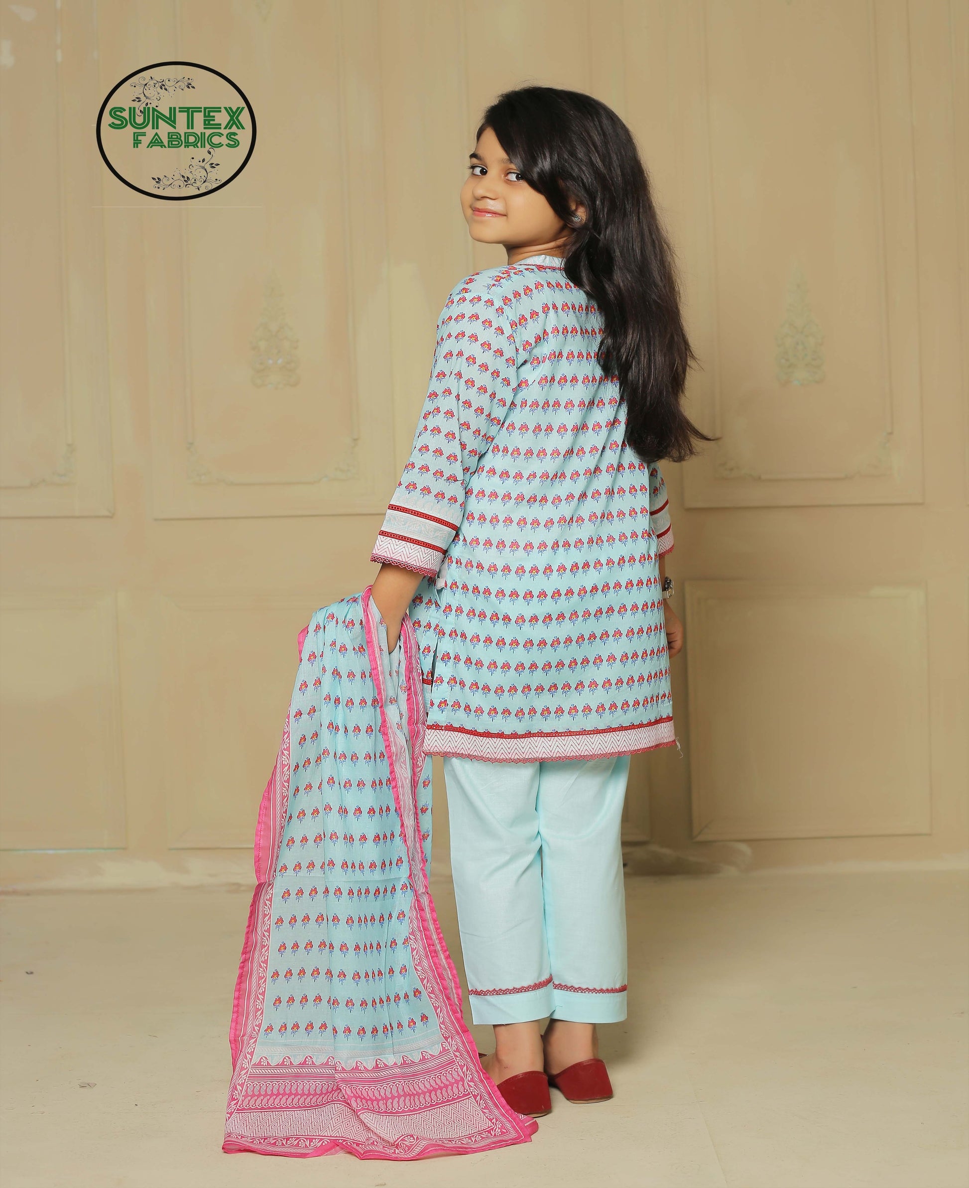 Girl Printed Lawn Stitch Shirt (Kurti) with Dupatta & Trouser