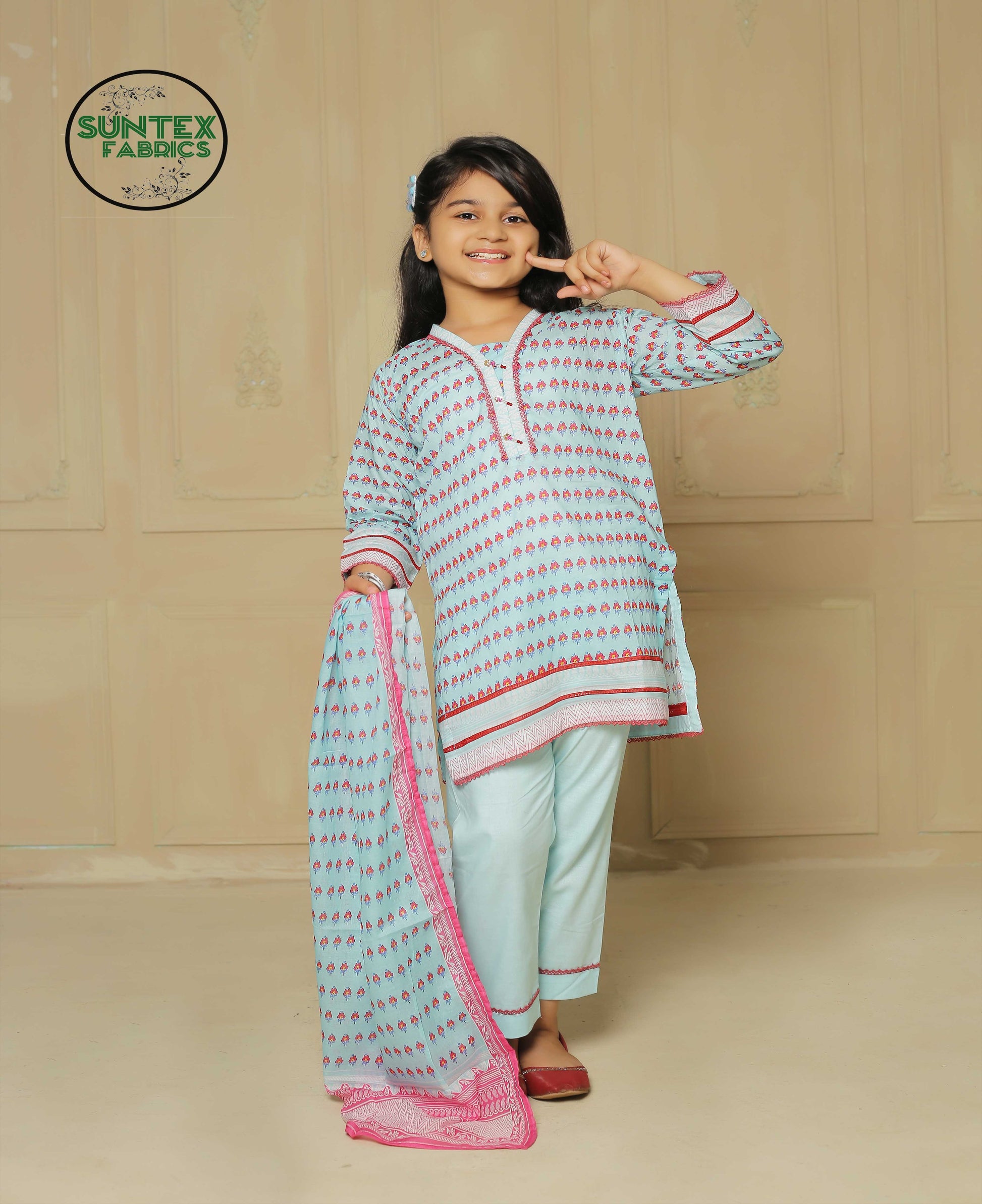 Girl Printed Lawn Stitch Shirt (Kurti) with Dupatta & Trouser