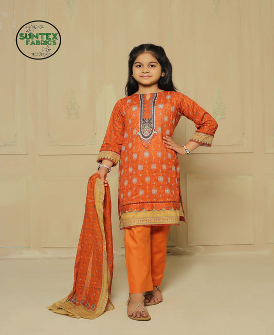 Girl Printed Lawn Stitch Shirt (Kurti) with Dupatta & Trouser