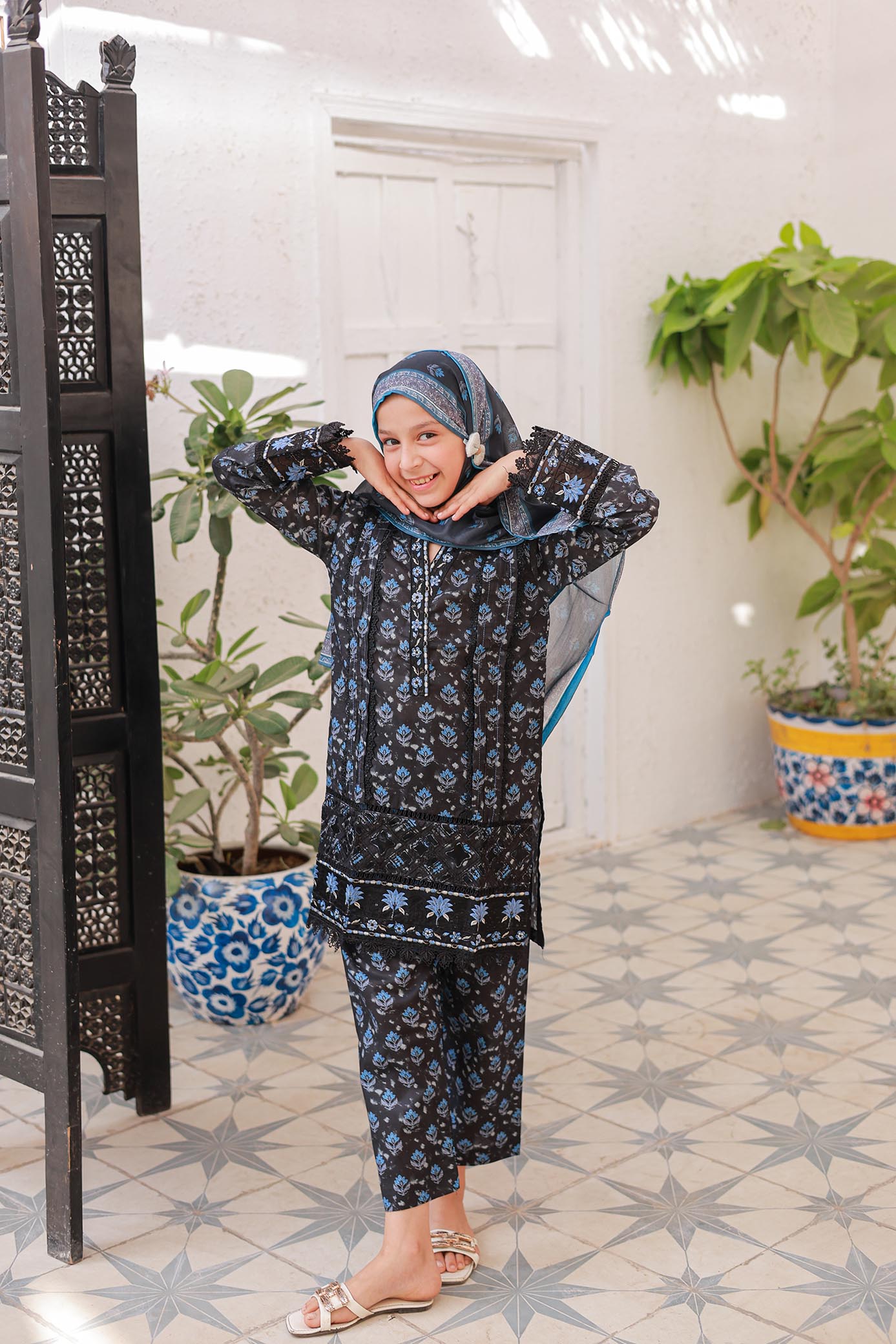 3 PC- BLACK  - Festive Embroidered