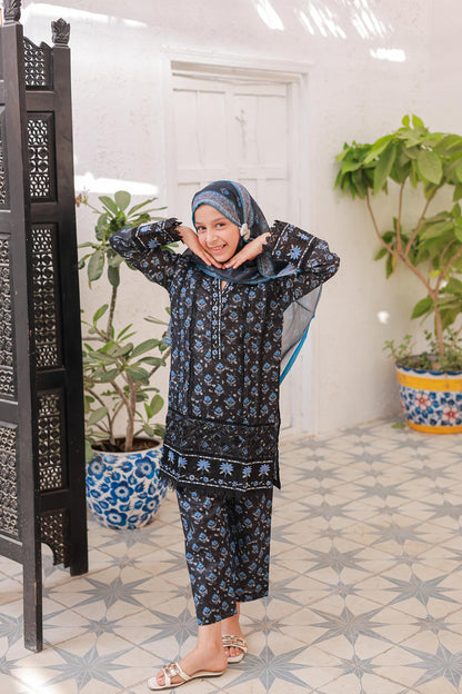 3 PC- BLACK  - Festive Embroidered