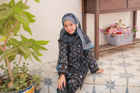3 PC- BLACK  - Festive Embroidered