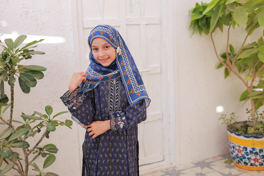 3 PC- NAVY - Festive Embroidered
