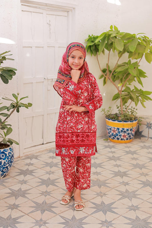 3 PC- RUBY  - Festive Embroidered