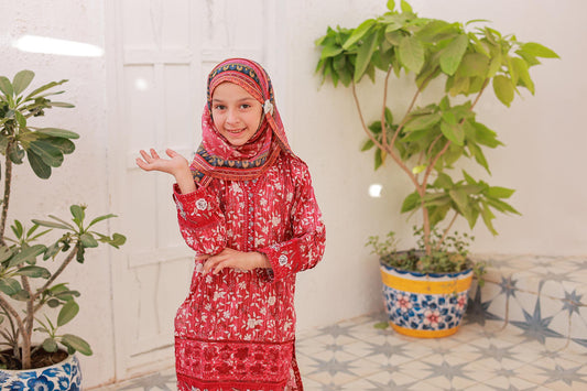 3 PC- RUBY  - Festive Embroidered