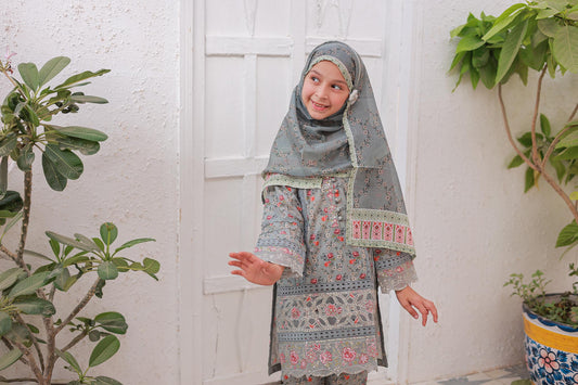 3 PC- SILVER  - Festive Embroidered