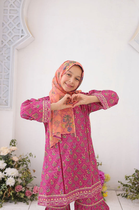 3 PC - Majenta - Printed Embroidered Premium Edition