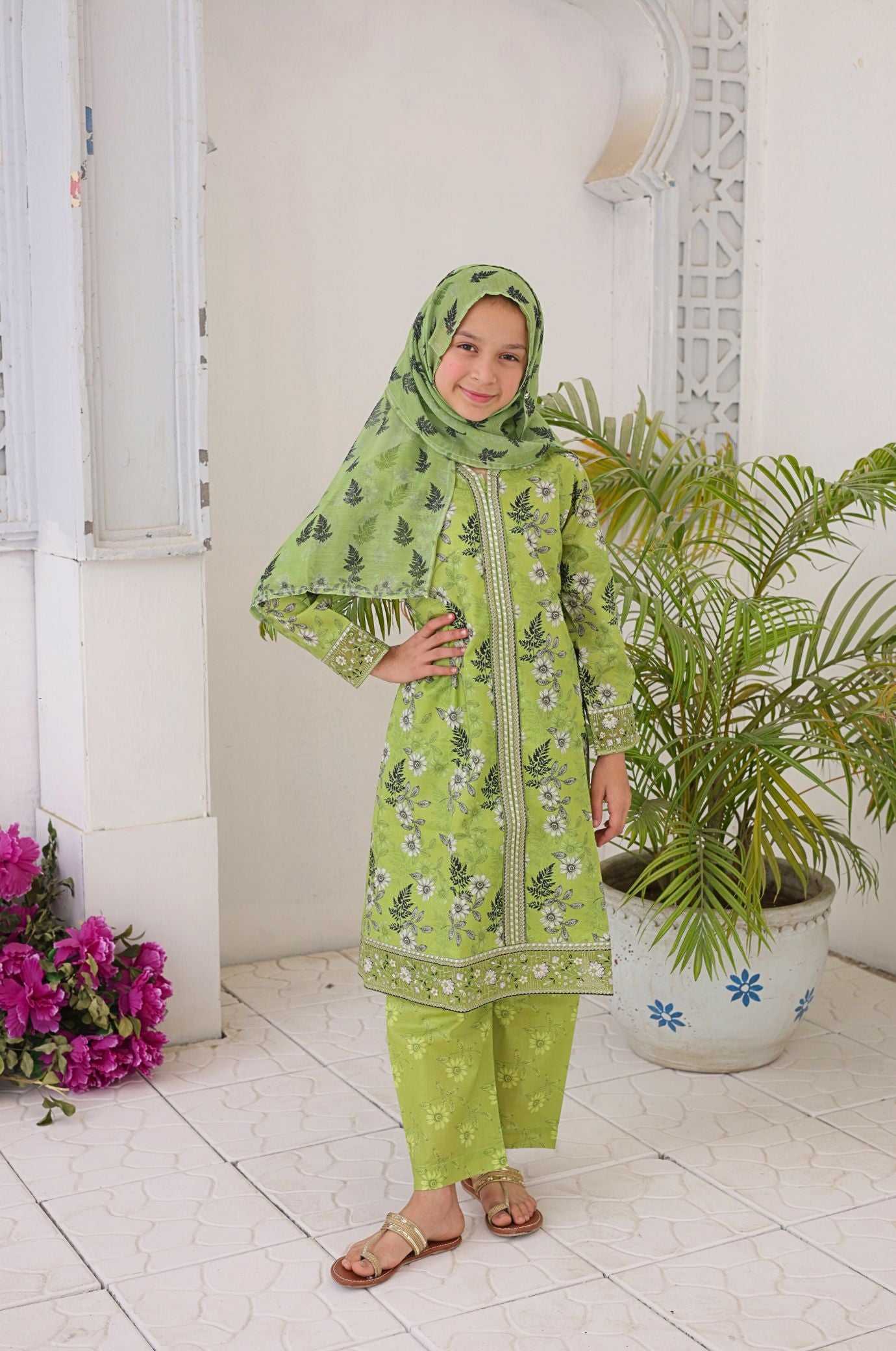3 PC - Green - Printed Embroidered Premium Edition